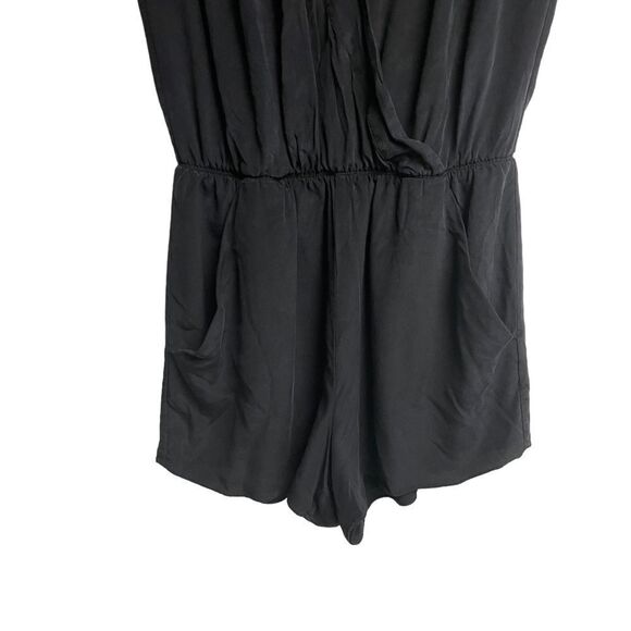 ARITZIA Babaton Corbett Silk Shorts Faux Wrap Romper Black S - Picture 3 of 7